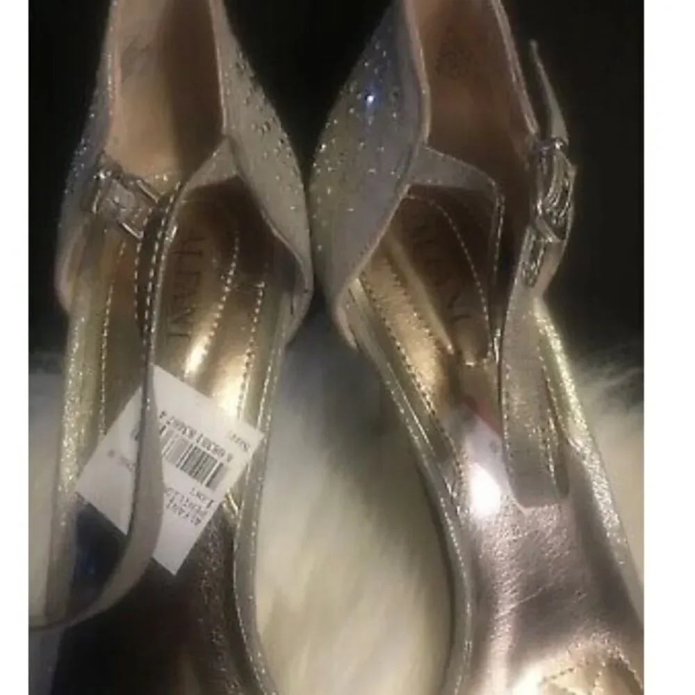 ALFANI PYRRA JEWELED ANKLE STRAP PLATINO EVENING SANDALS HEELS Womens Shoes 8.5